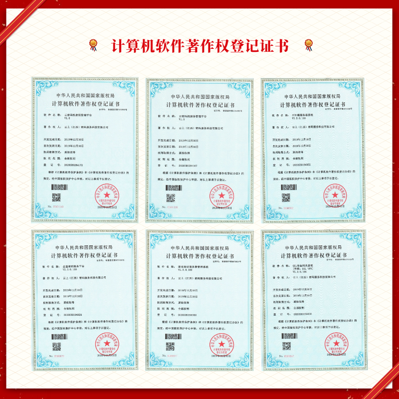 云上密码荣获6项密码软件著作权登记证书.png